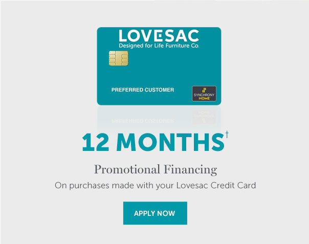 24 Months† | Promotional Financing On purchases made with your Lovesac Credit Card | APPLY NOW >>