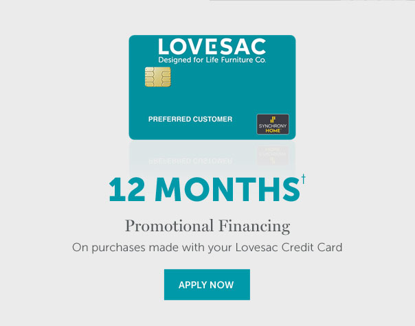 12 Months† | Promotional Financing On purchases made with your Lovesac Credit Card | APPLY NOW >>