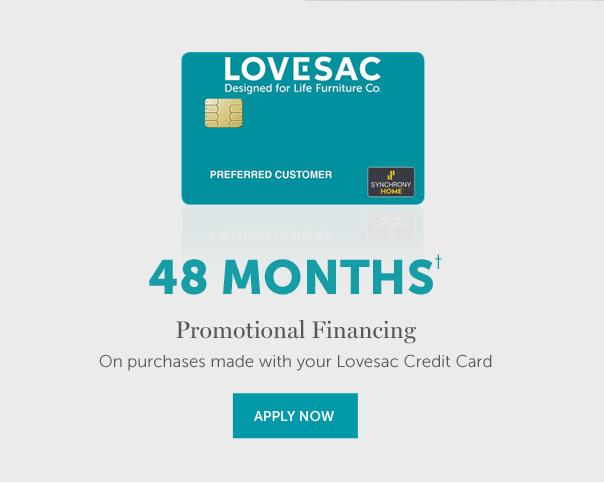 48 Months† | Promotional Financing On purchases made with your Lovesac Credit Card | APPLY NOW >>