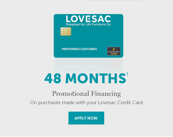 48 Months† | Promotional Financing On purchases made with your Lovesac Credit Card | APPLY NOW >>