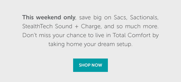 This weekend only, save big on Sacs, Sactionals, StealthTech Sond + Charge, and so much more. Don't miss your chance to live in Total Comfort by taking home your dream setup. | SHOP NOW >>